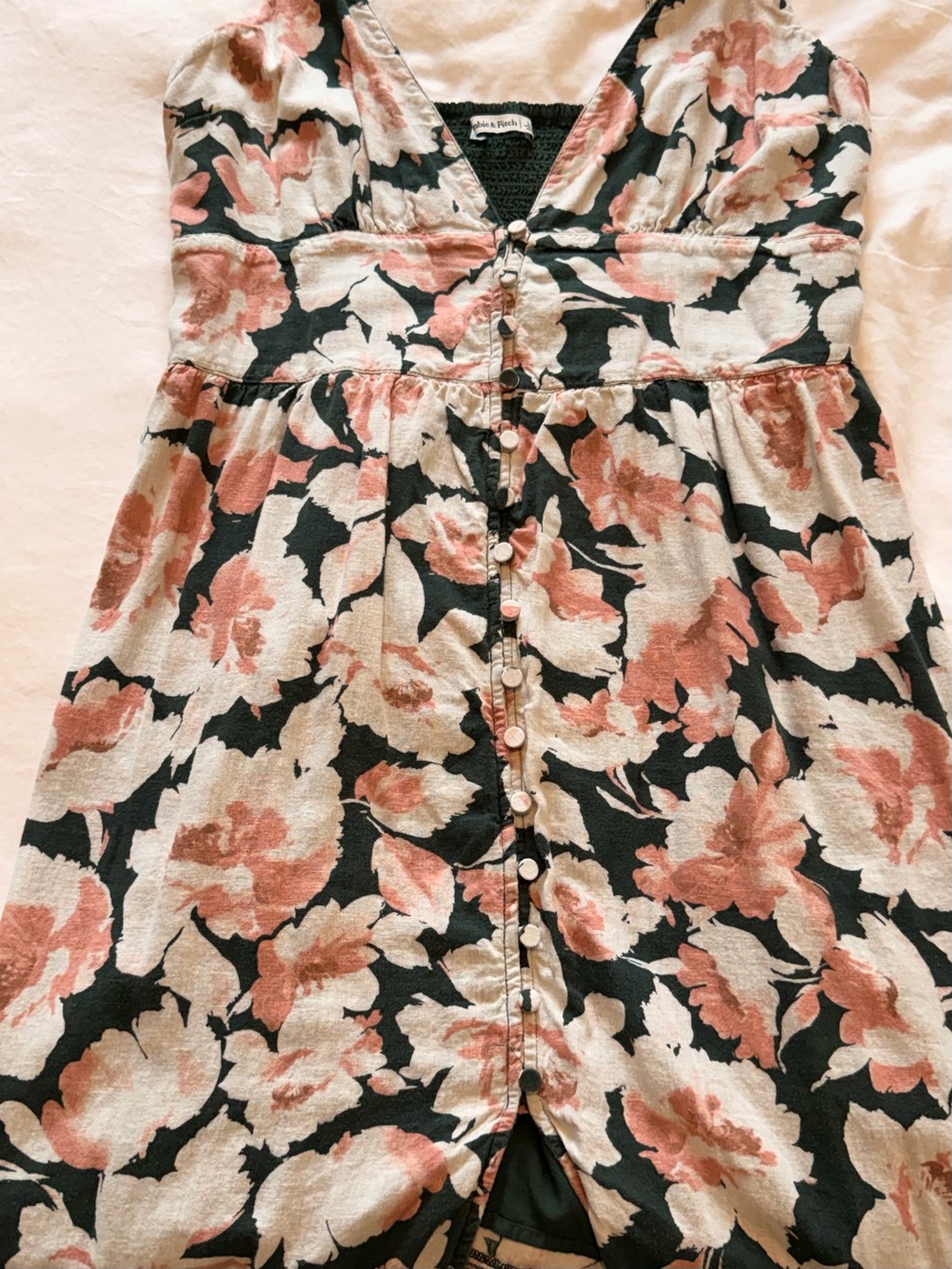 Abercrombie & Fitch Floral V-Neck Dress in Green and Pink - Picture 5 of 5